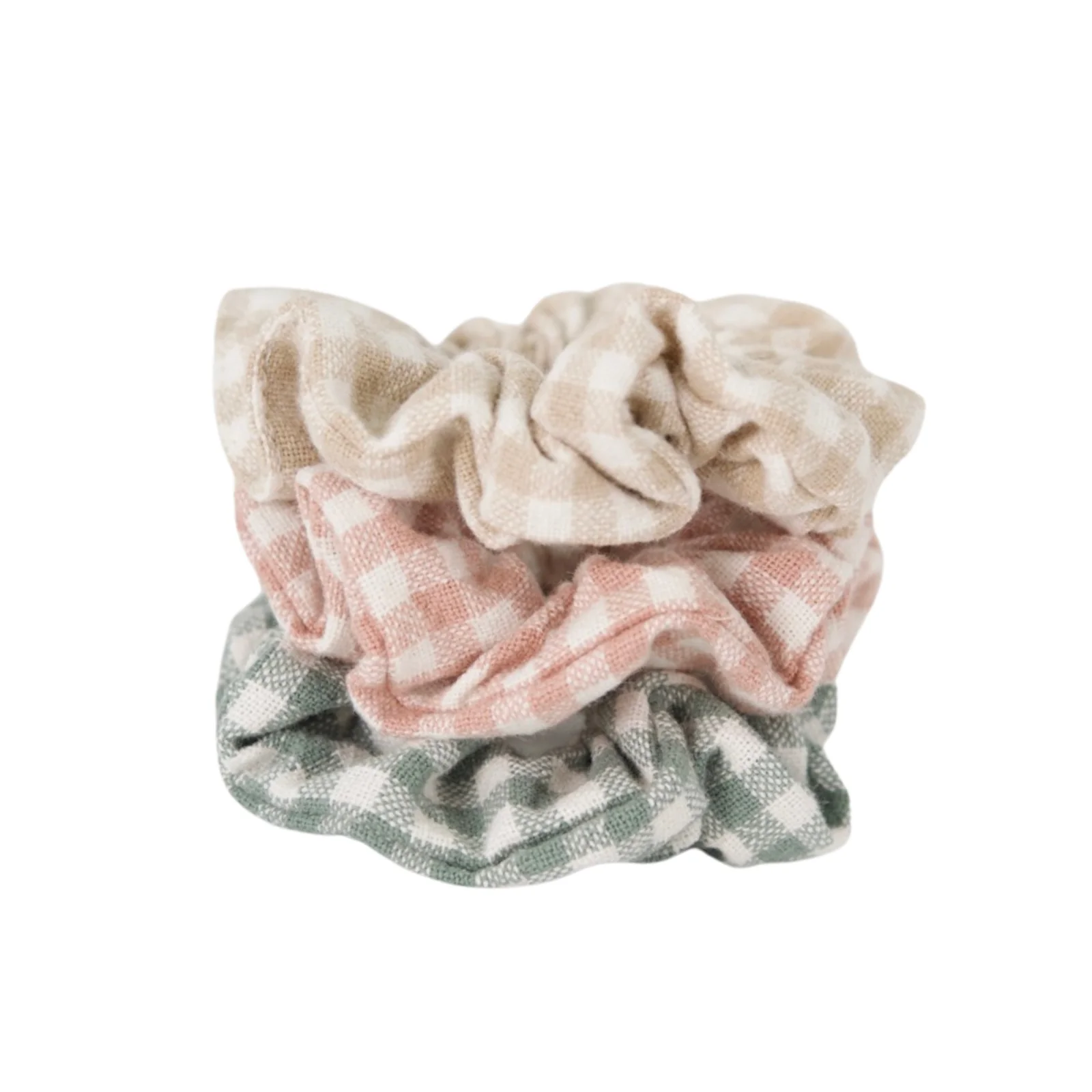 Chouchou élastique à cheveux en coton | Vichy sauge – Image 2