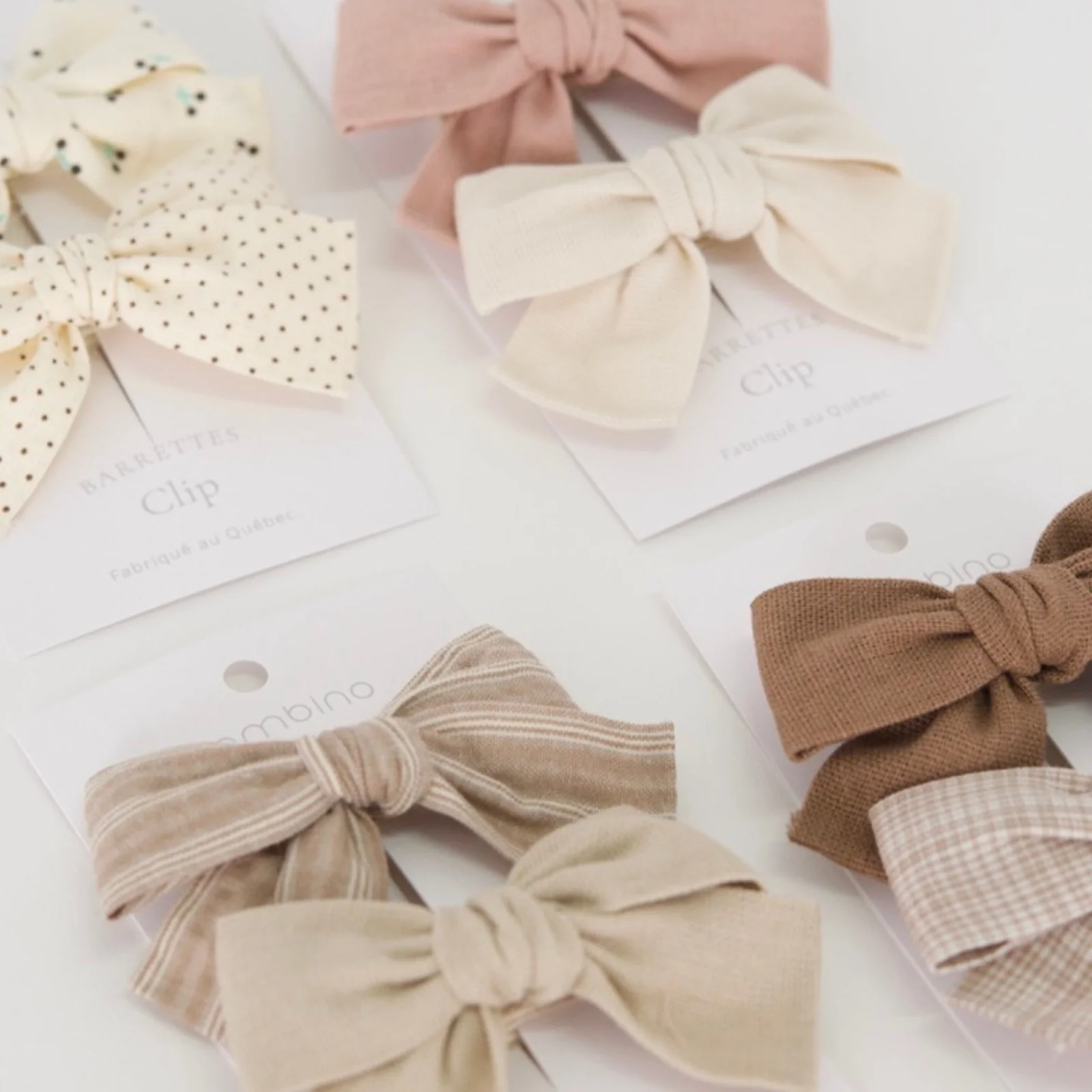 Duo de barrettes en tissu pour enfants | Rose & crème – Image 3