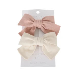 Duo de barrettes en tissu pour enfants | Rose & crème