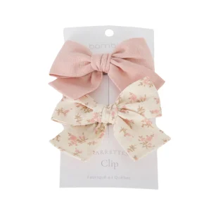 Duo de barrettes en tissu pour enfants | Rose & crème fleurie
