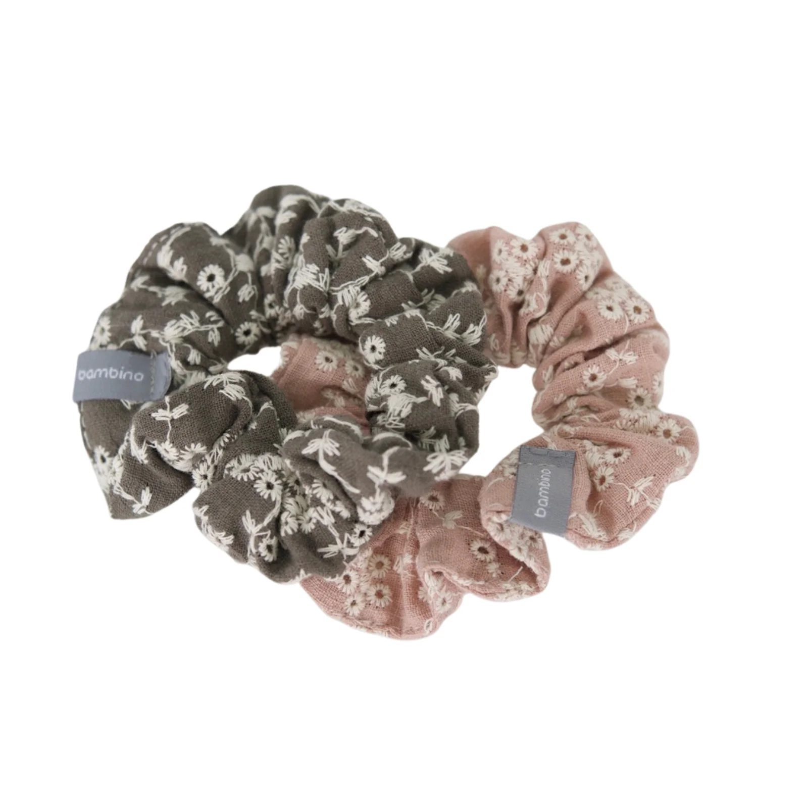 Chouchou élastique enfant | Broderie vintage rose – Image 2