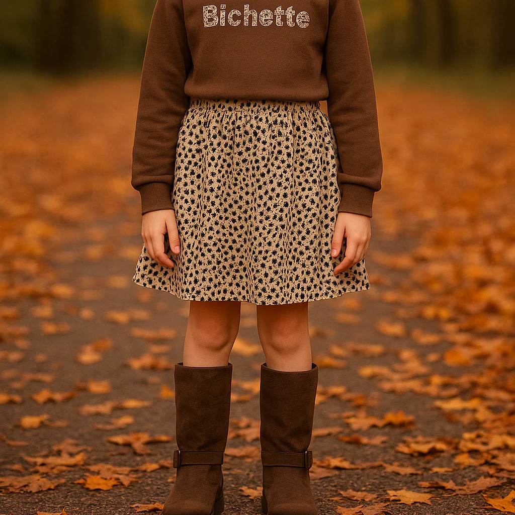 Combo jupe longue motif tacheté + chouchou assorti – Image 3