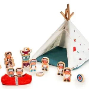 Figurines en bois Lilliputiens Le Tipi et les Indiens