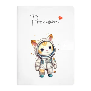 Protège carnet de santé personnalisable "Chat astronaute"