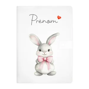 Protège carnet de santé personnalisable "Lapin & Nœud papillon"