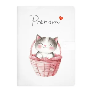Protège carnet de santé personnalisable "Chat & Panier"