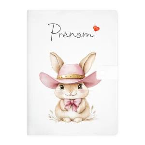 Protège carnet de santé personnalisable "Lapin cowgirl II"