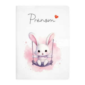 Protège carnet de santé personnalisable "Lapin balançoire"