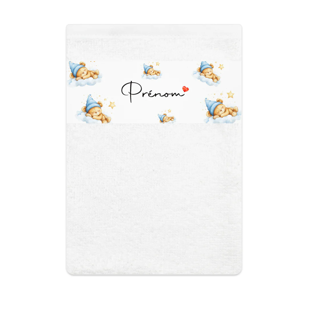 Gant de toilette personnalisable | Nuage et nounours