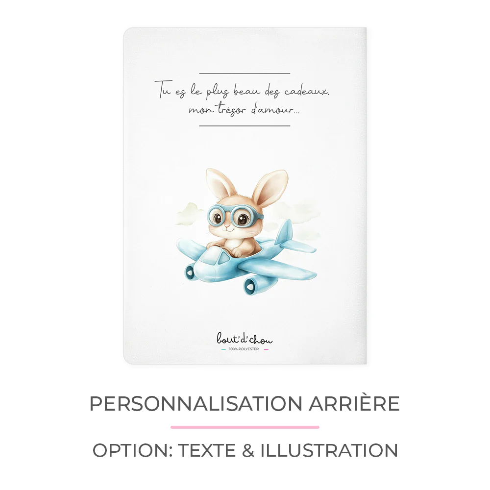 Protège carnet de santé personnalisable "Lapin pilote" – Image 3