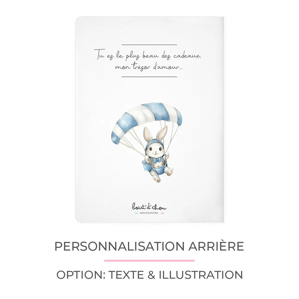Protège carnet de santé personnalisable "Lapin parachutiste" – Image 3