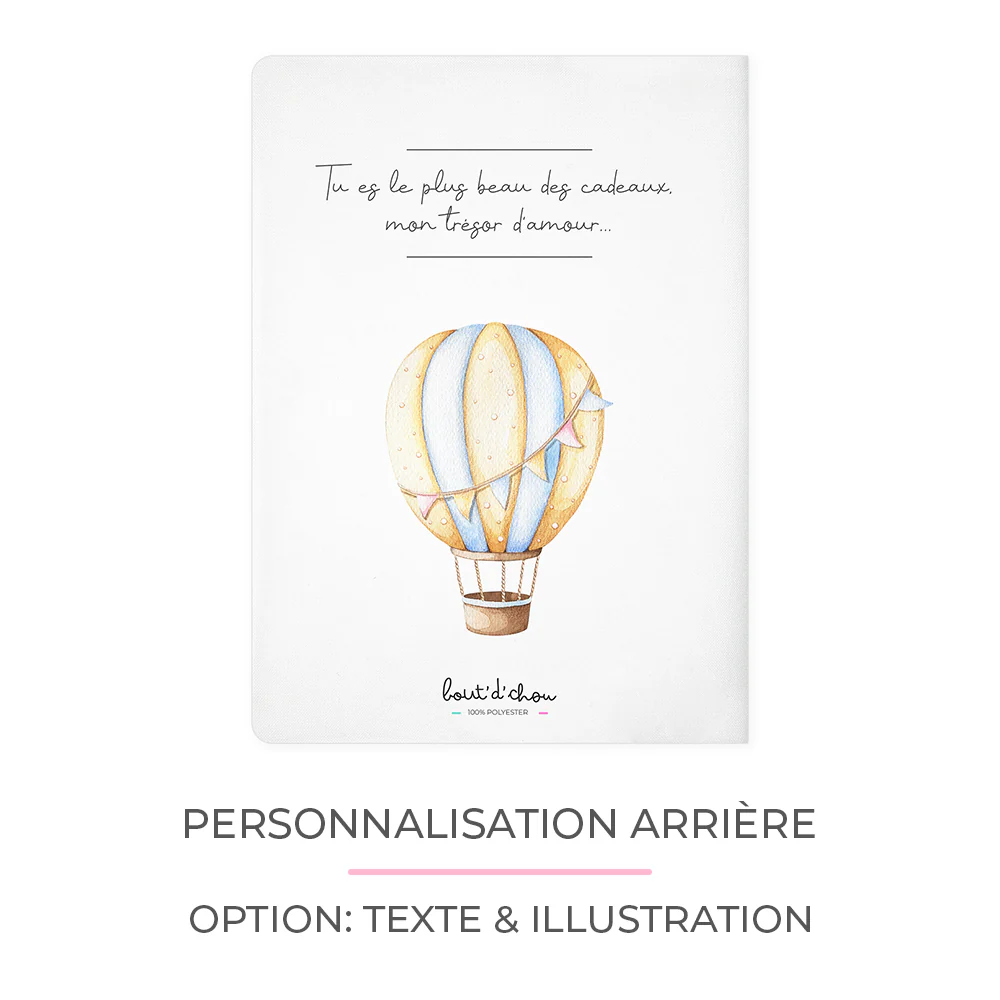 Protège carnet de santé personnalisable "Montgolfière Jaune" – Image 3