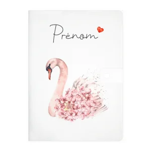 Protège carnet de santé personnalisable "Cygne rose"