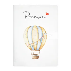 Protège carnet de santé personnalisable "Montgolfière Jaune"
