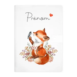 Protège carnet de santé personnalisable "Renard et Oiseau"