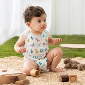 Ärmelloser Body Ecovero Weiß Buchstabensuppe