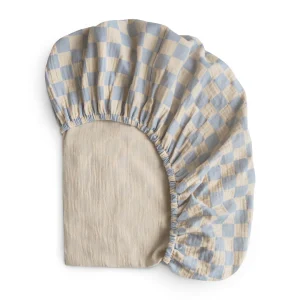 Drap contour pour bassinette | Carreaux bleus