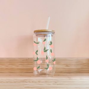 Verre boho avec paille | Abricots