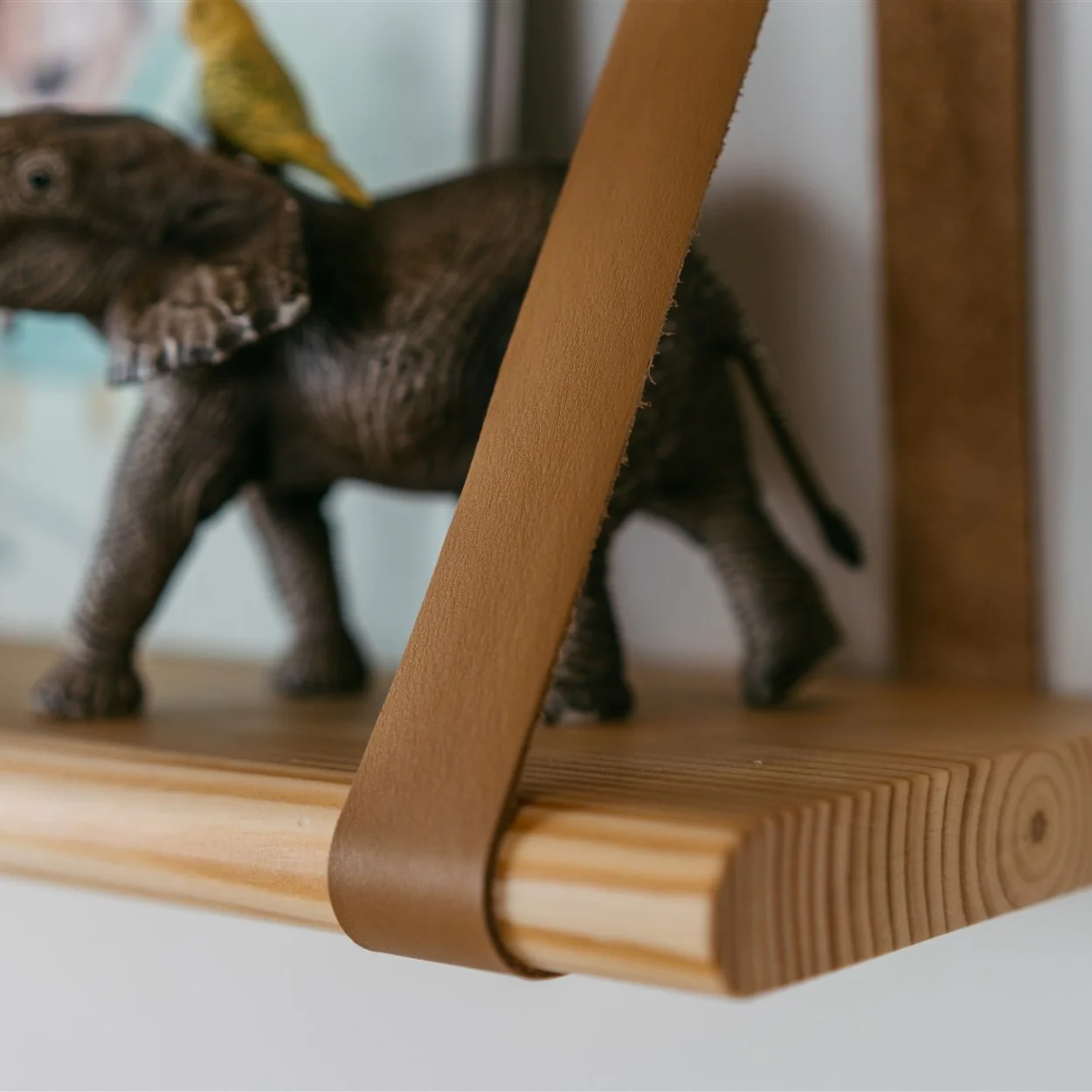 Étagère murale 60 cm – sangles en cuir – Image 2