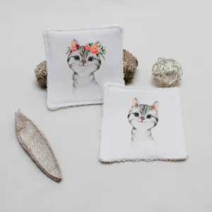 Lingette lavable "Chat"