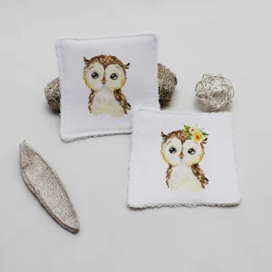 Lingette lavable Hibou