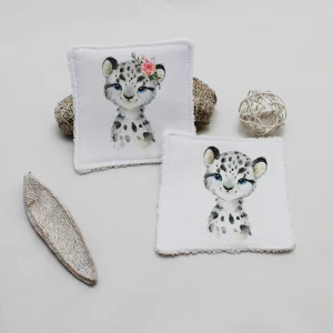 Lingette lavable Léopard blanc