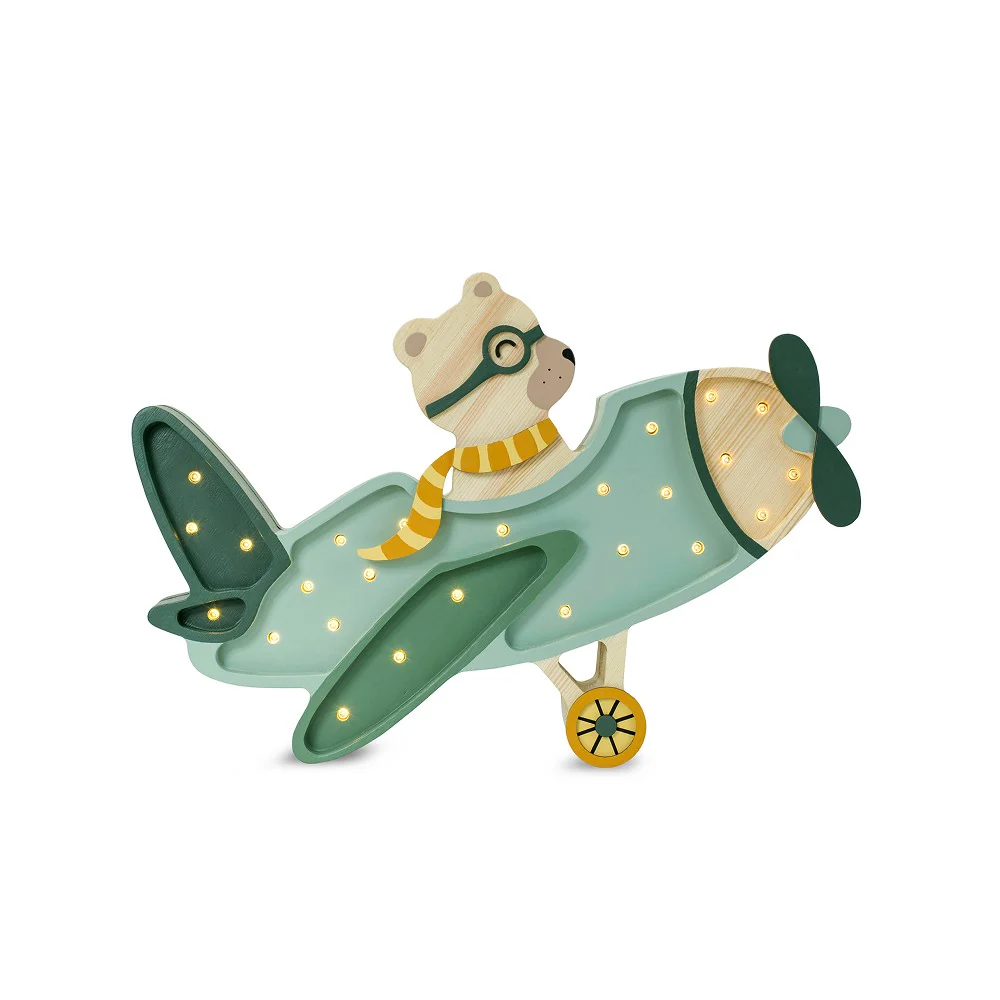 Lampe veilleuse en bois – Avion vintage – Image 7