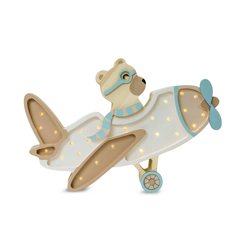 Lampe veilleuse en bois – Avion vintage – Image 4