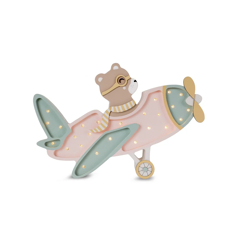 Lampe veilleuse en bois – Avion vintage – Image 6