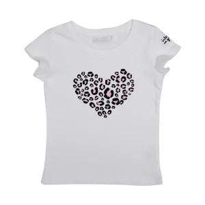 T-shirt Interdit De Me Gronder Love blanc imprimé léopard