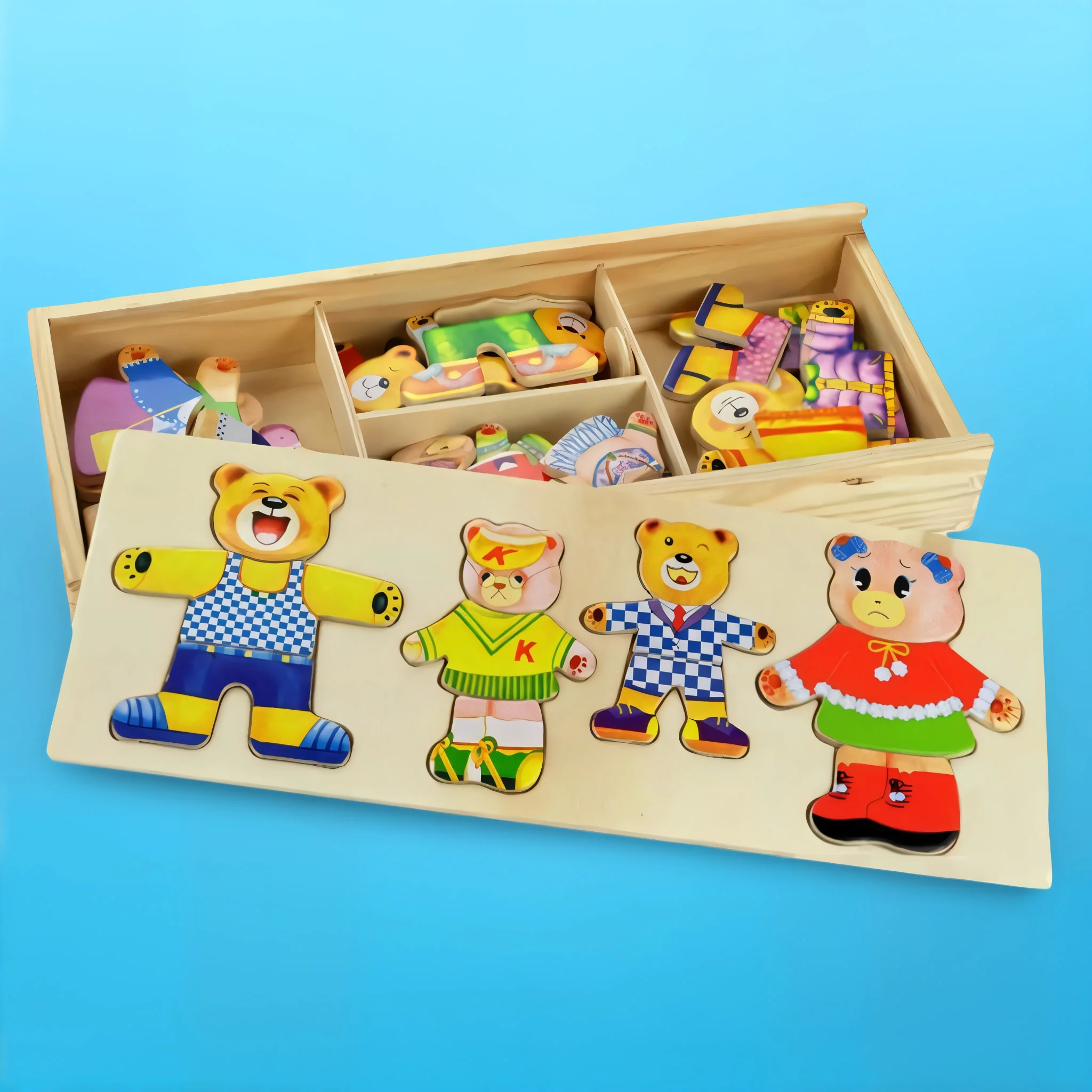 Puzzle Habillage en Bois – Éléphant & Ours à Habiller – Image 4