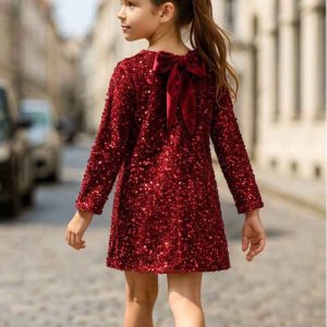 Robe de fête fille bordeaux