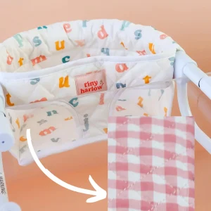 Chaise haute de table pour poupée | Rose Vichy